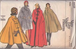 8416 VOGUE EASY 72 FLARE UNLINED COLLAR CAPE 4 LENGTHS PATTERN SMALL 8-10